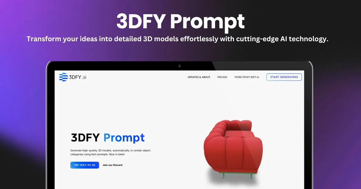 3DFY Prompt landing page