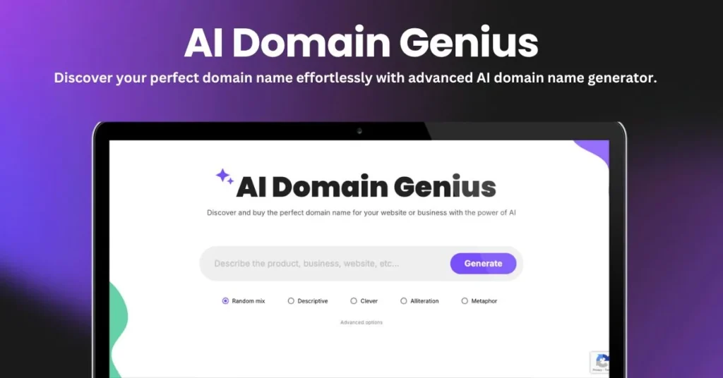 AI Domain Genius landing page