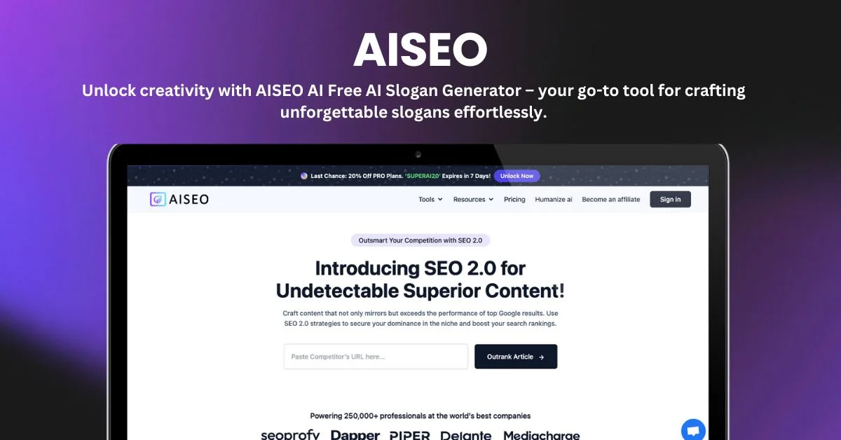 AISEO landing page