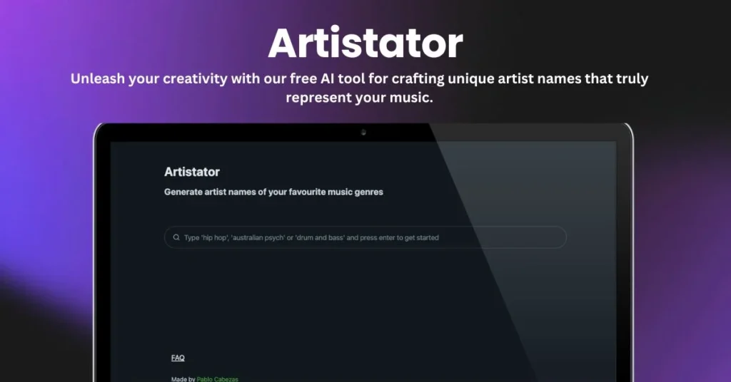 Artistator landing page