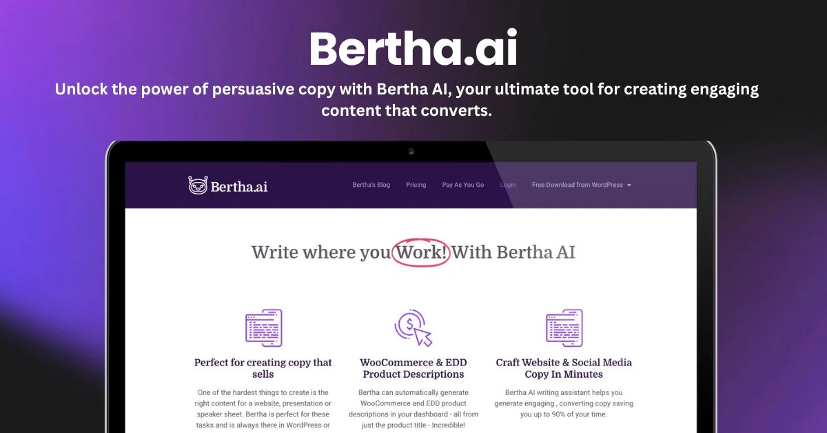 Bertha AI landing page