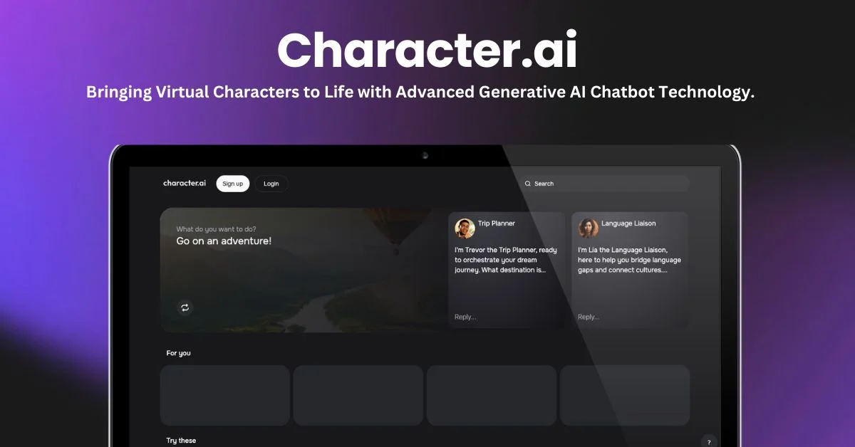 Character.ai landing page