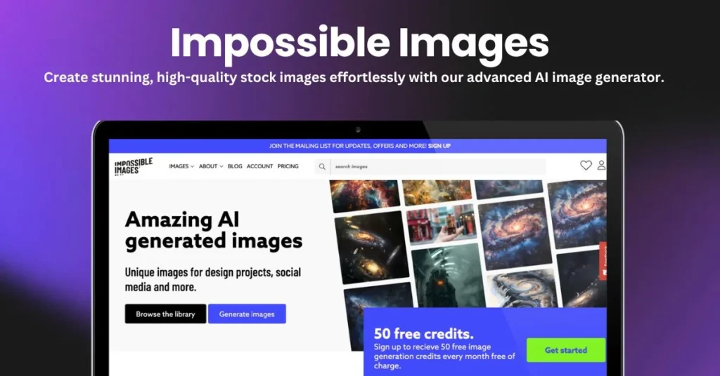 Impossible Images landing page