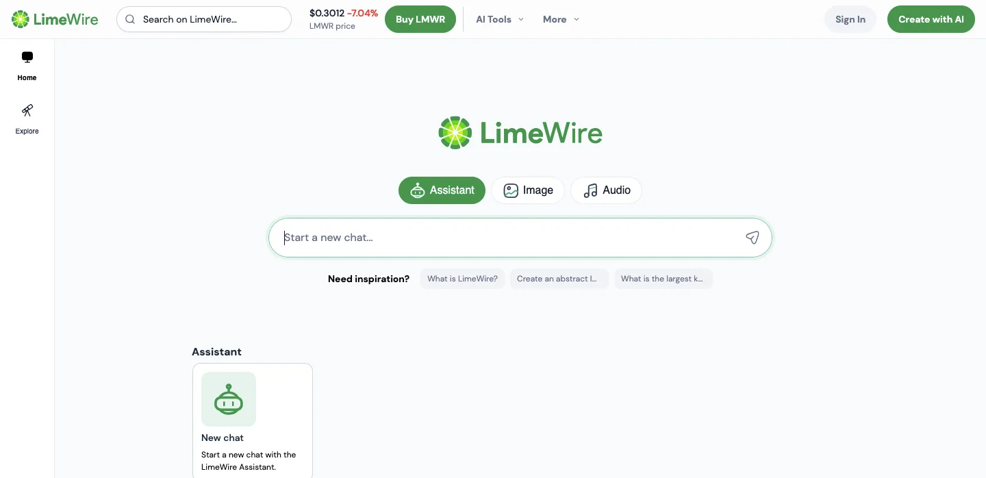 LimeWire homepage