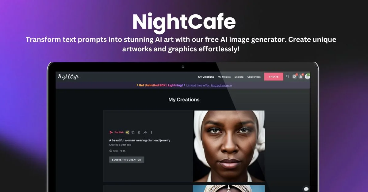 NightCafe landing page
