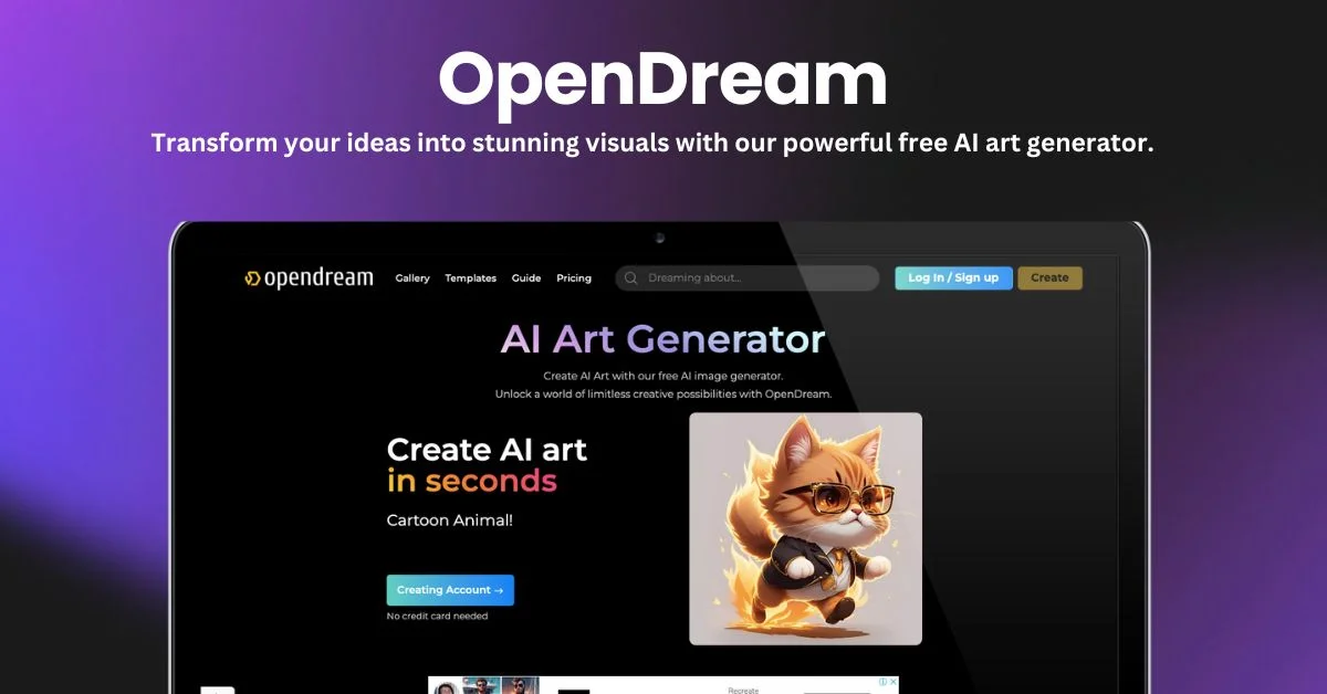 OpenDream landing page