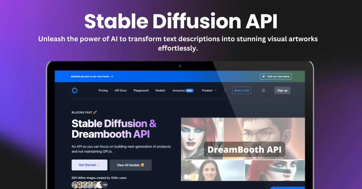 Stable Diffusion API landing page