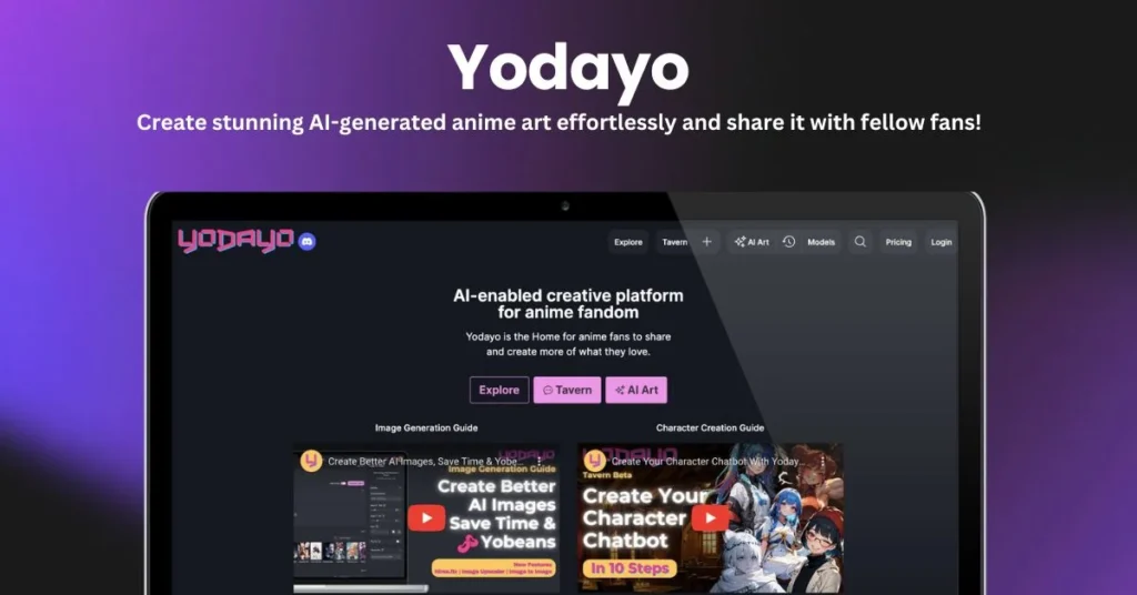 Yodayo landing page