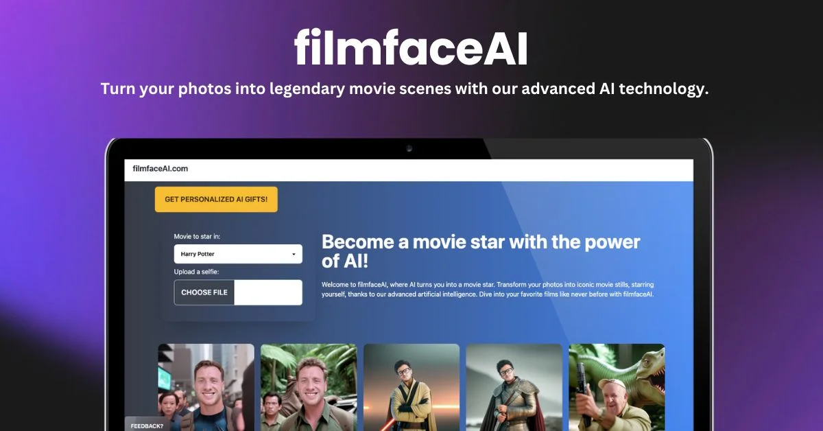 filmfaceAI landing page