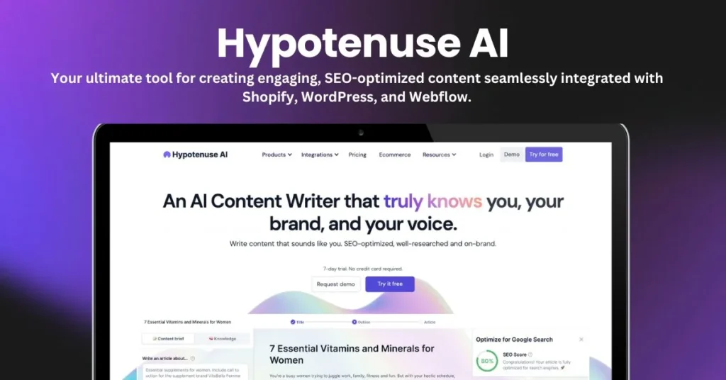 Hypotenuse AI landing page