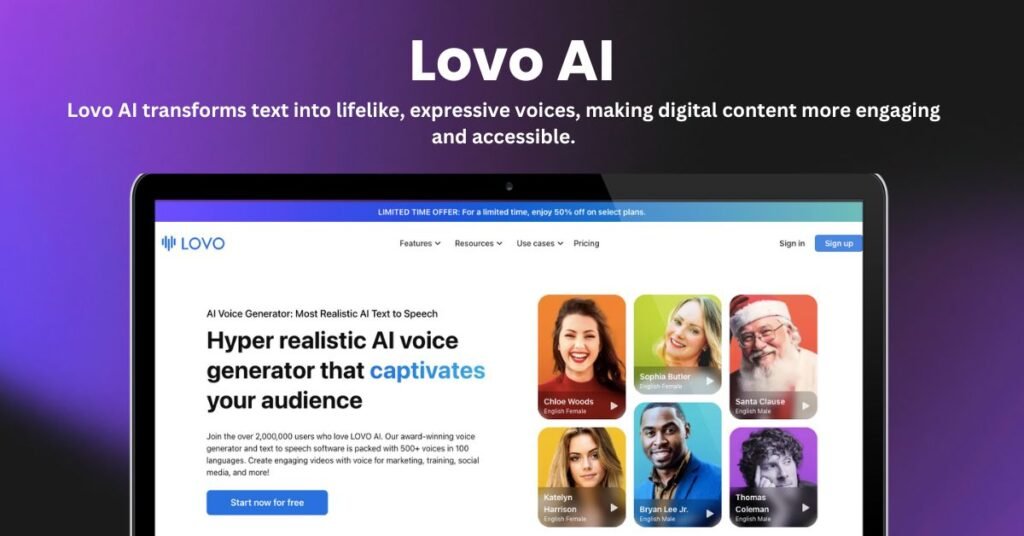 Lovo AI landing page