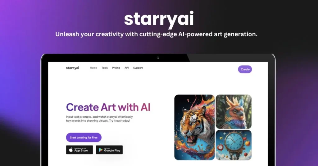 StarryAI landing page