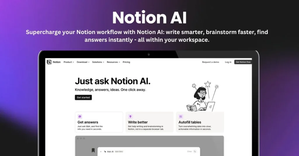 Notion AI landing page