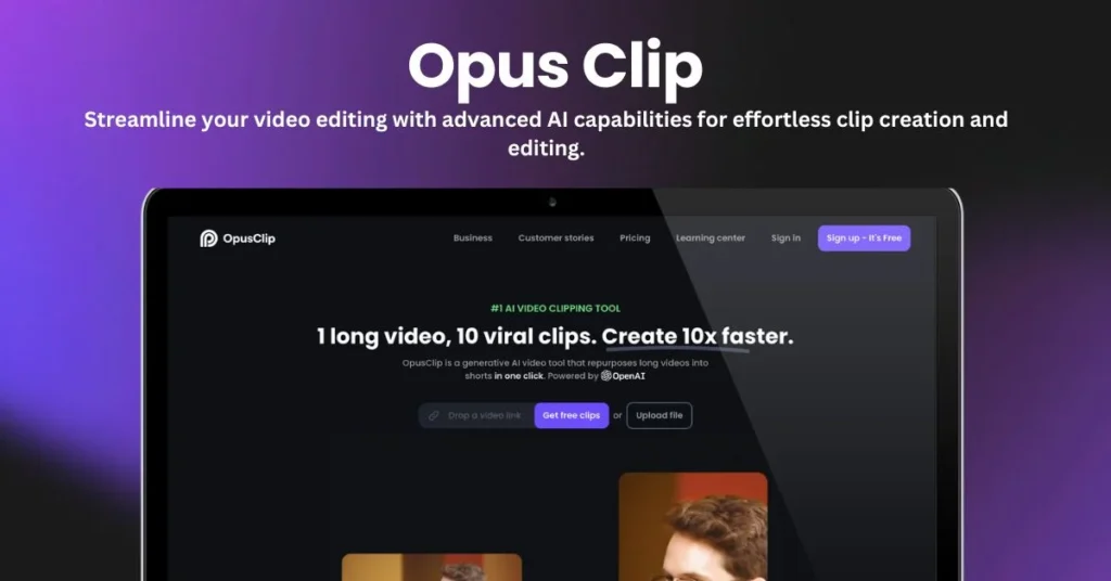 Opus Clip landing page