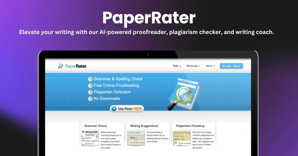 PaperRater landing page