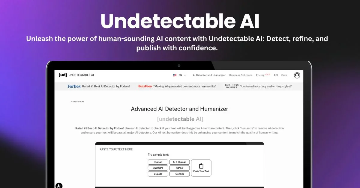 undetectable AI landing page