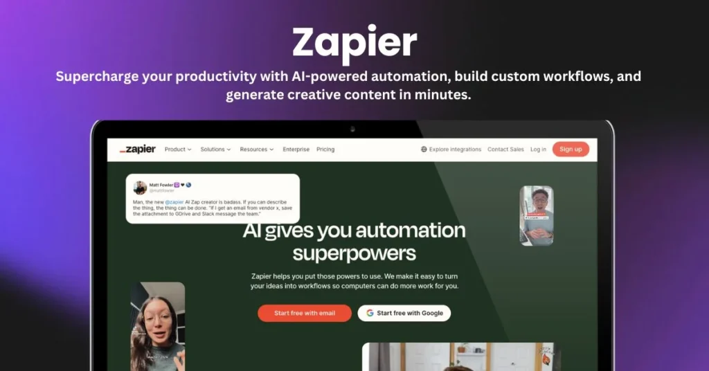 Zapier landing page