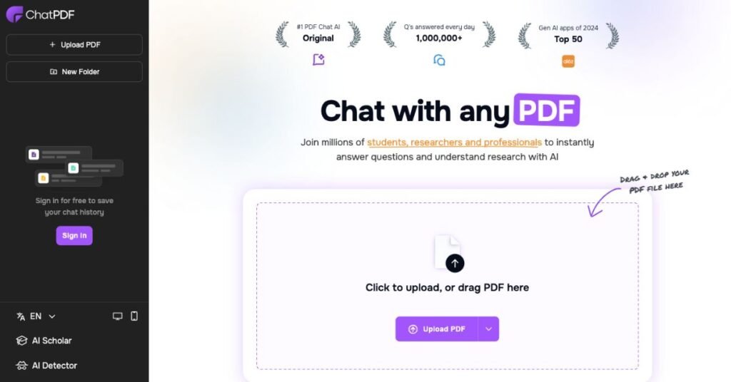 ChatPDF webpage
