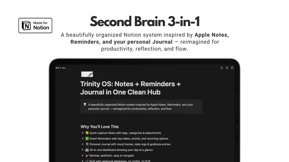 Notion Second Brain 3-in-1 Template