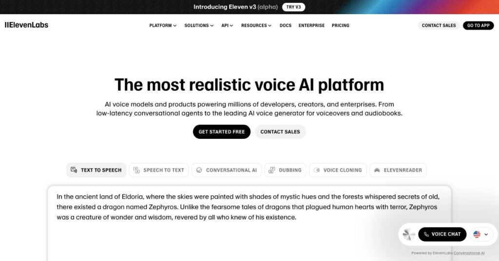 ElevenLabs webpage