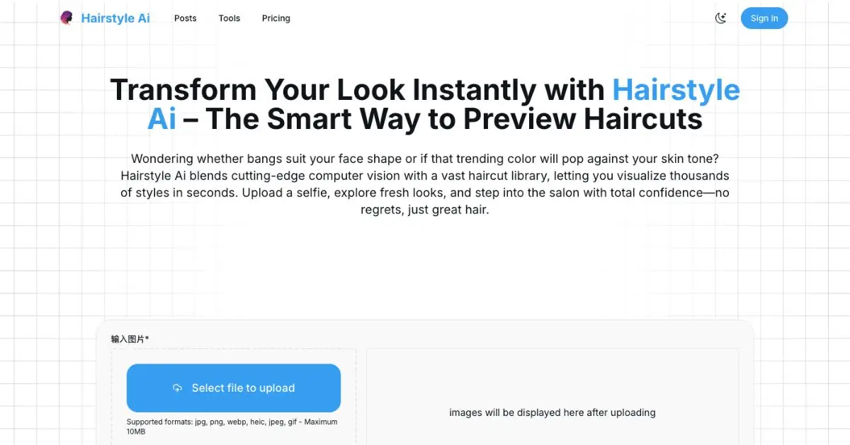 Hairstyle AI webpage