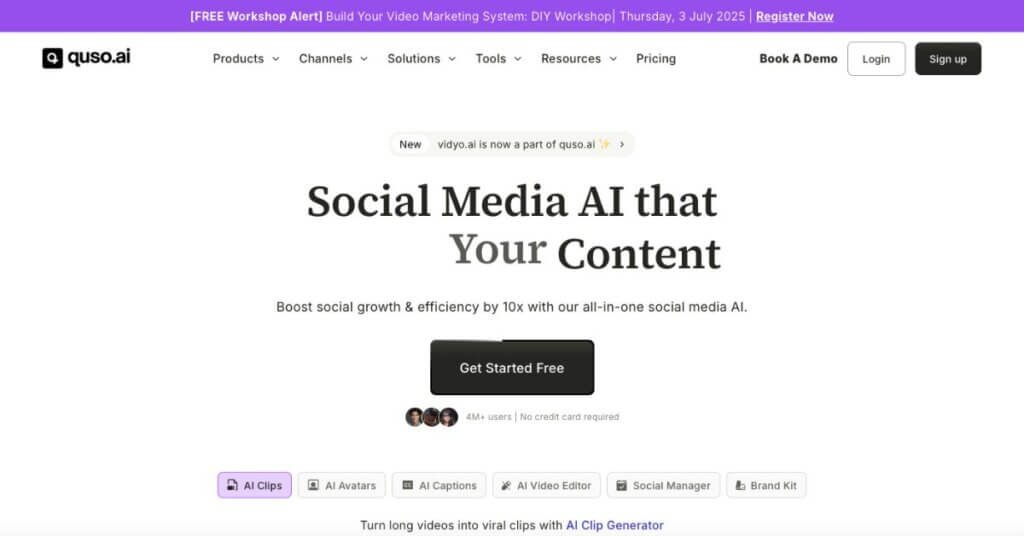 Quso AI webpage