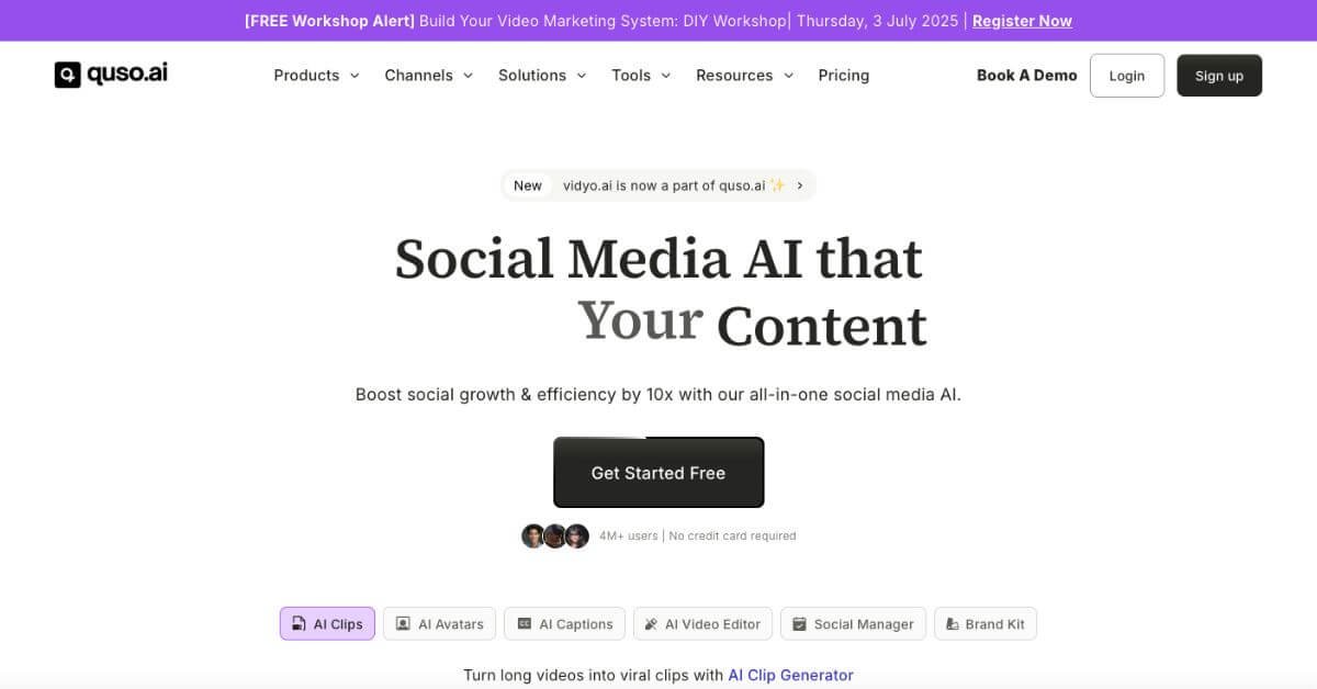 Quso AI webpage