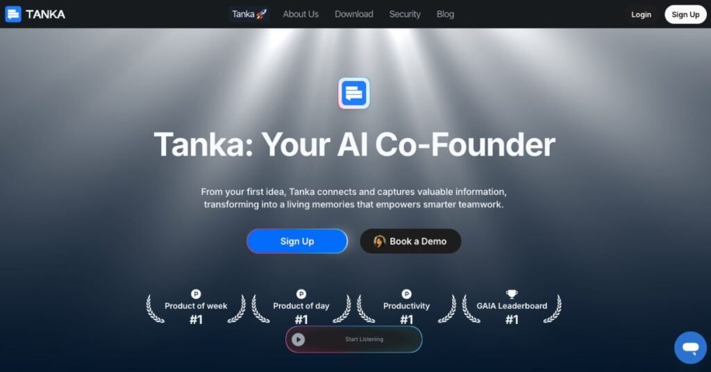 Tanka AI webpage