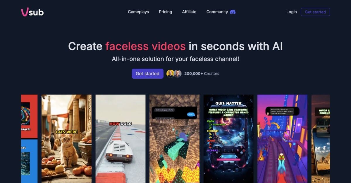 VSub webpage