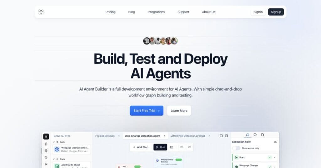 AI Agent Builder webpage