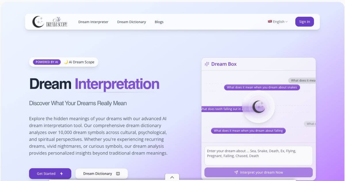 AI Dream Scope webpage