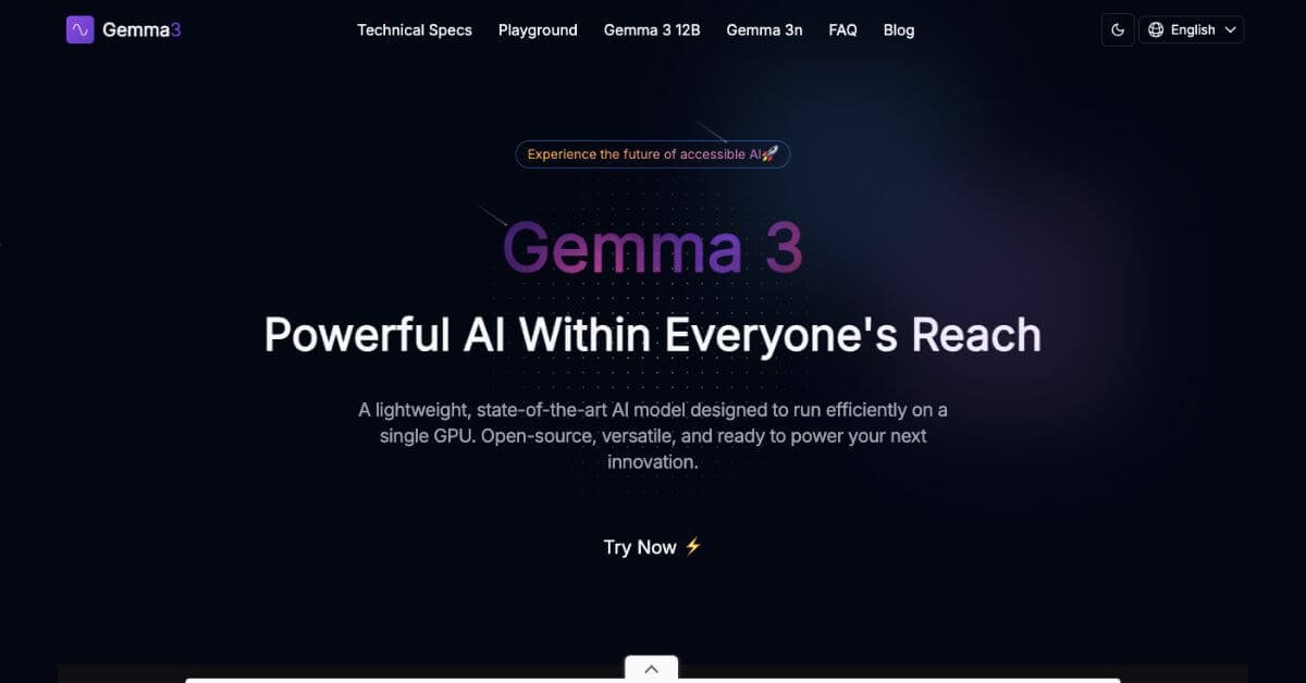 Gemma 3 webpage