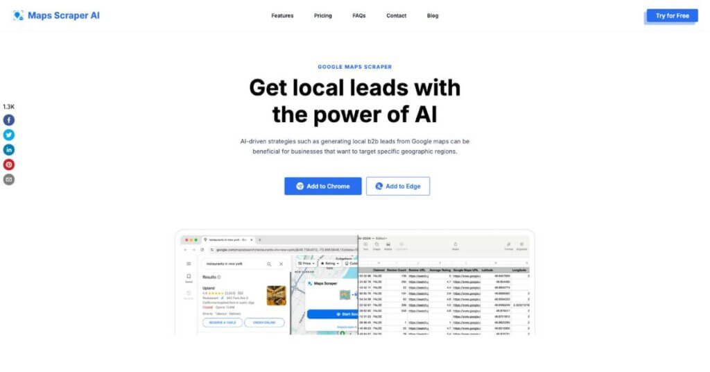 Maps Scraper AI webpage