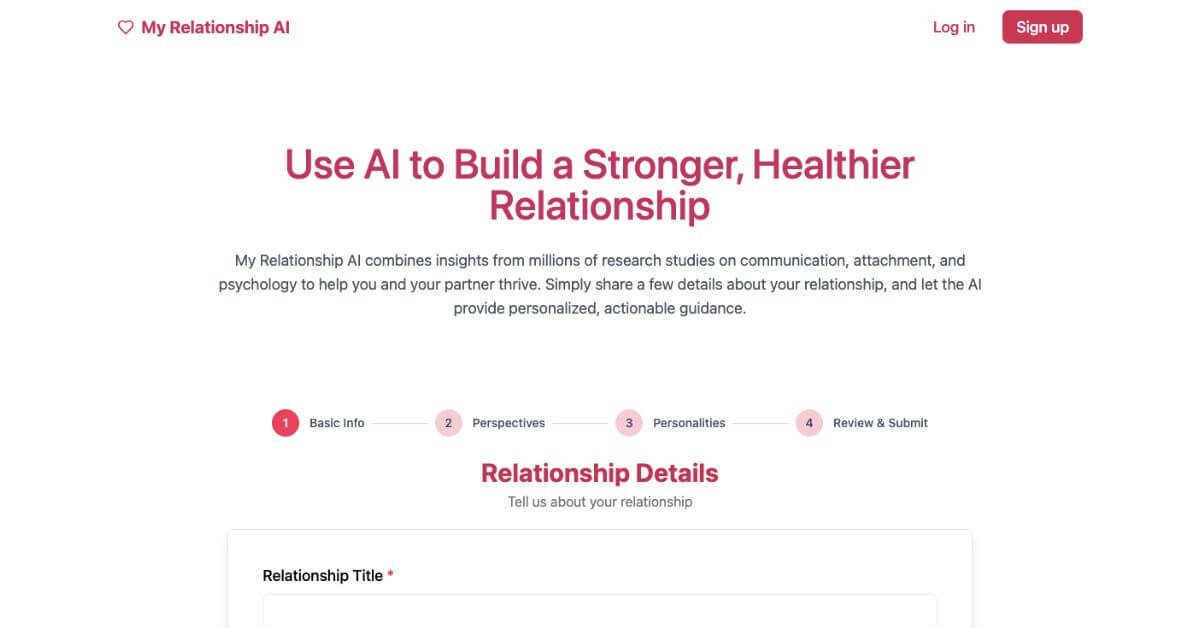 My Relationship AI webpage