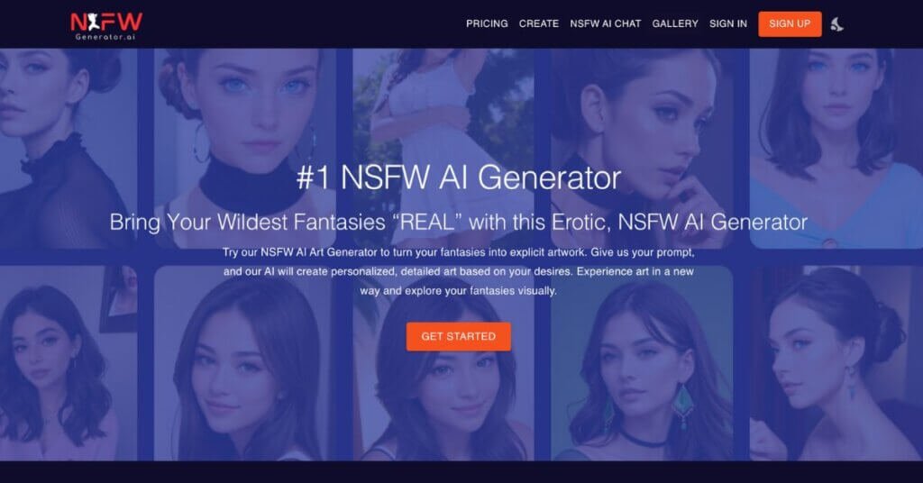 AI NSFW Generator webpage