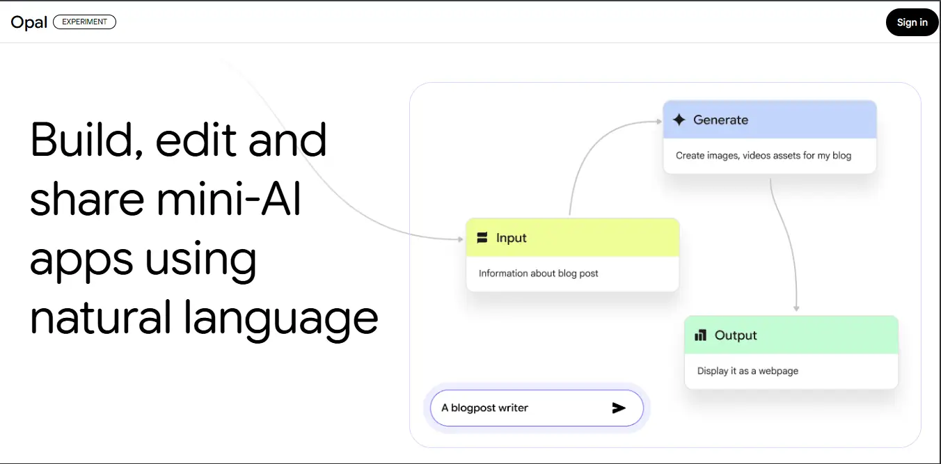 Opal Google's no code AI tool