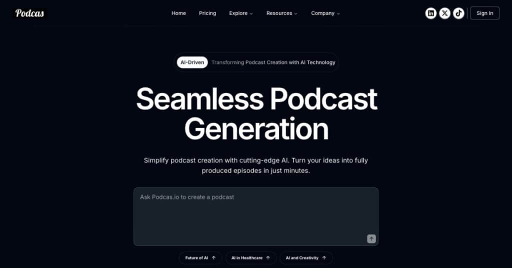 Podcas webpage