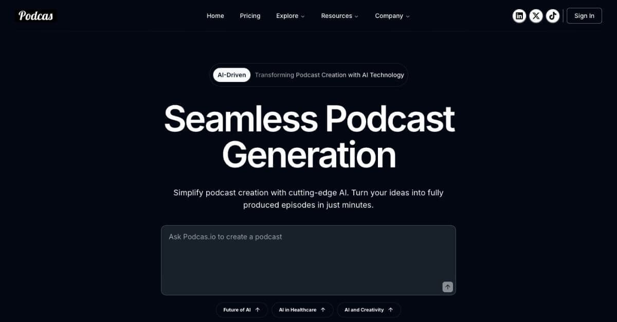 Podcas webpage