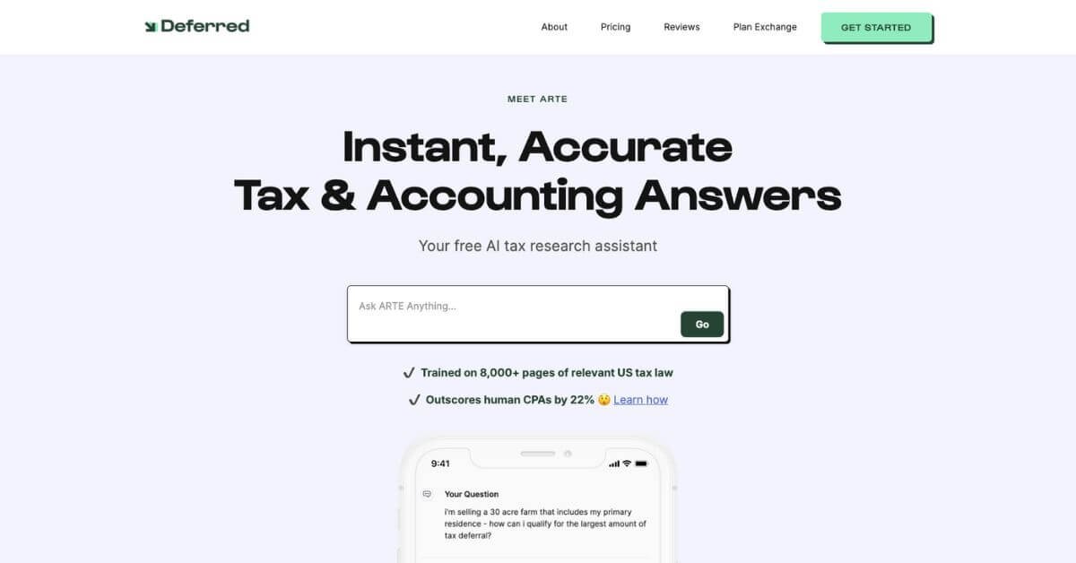 ARTE - Artificial Real Estate Tax Expert webpage