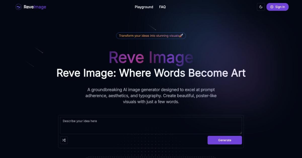 Reve Image webpage