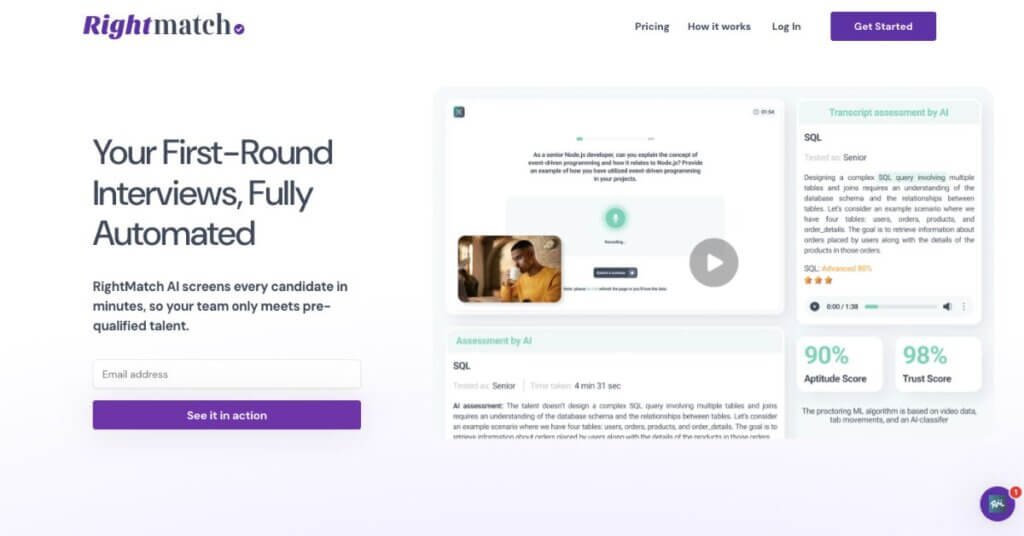 RightMatch AI webpage