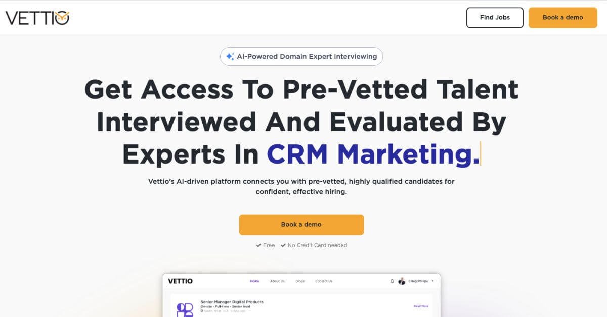 Vettio webpage