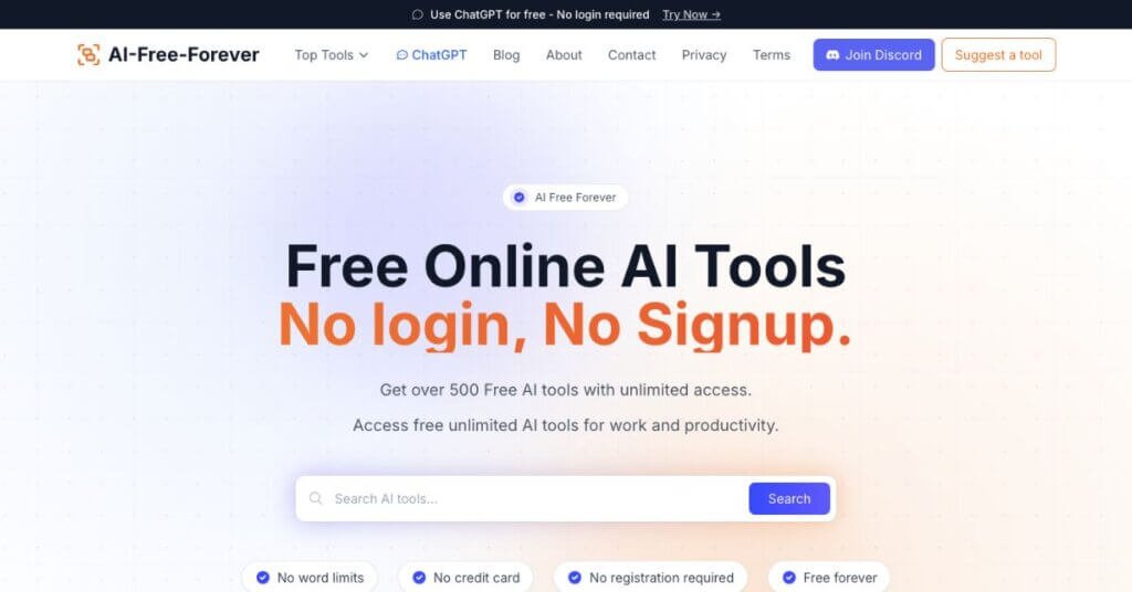 AI Free Forever webpage