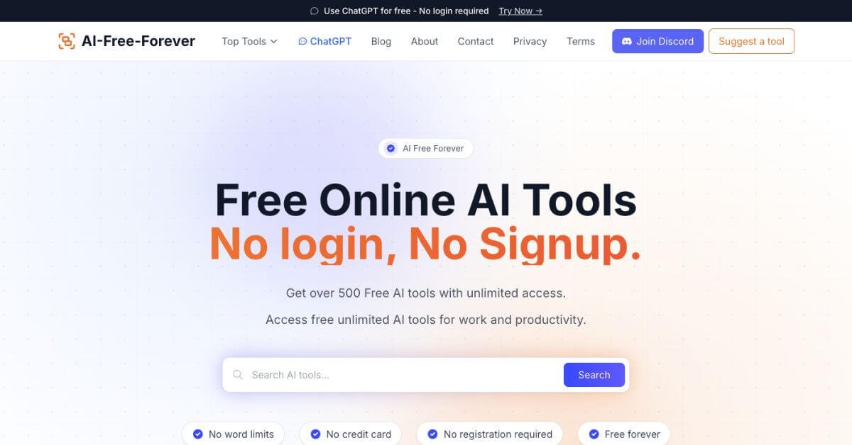 AI Free Forever webpage