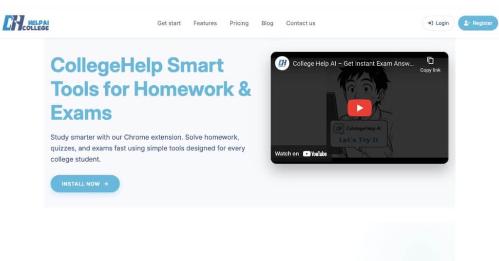 CollegeHelpAI webpage