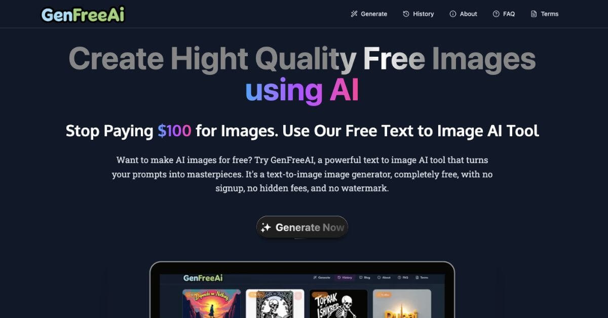 GenFreeAI webpage