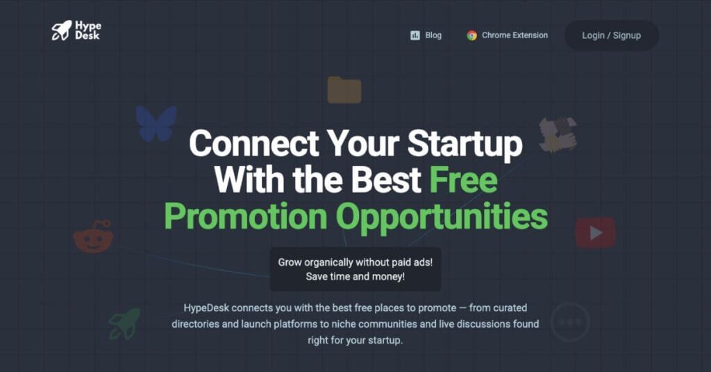 HypeDesk webpage