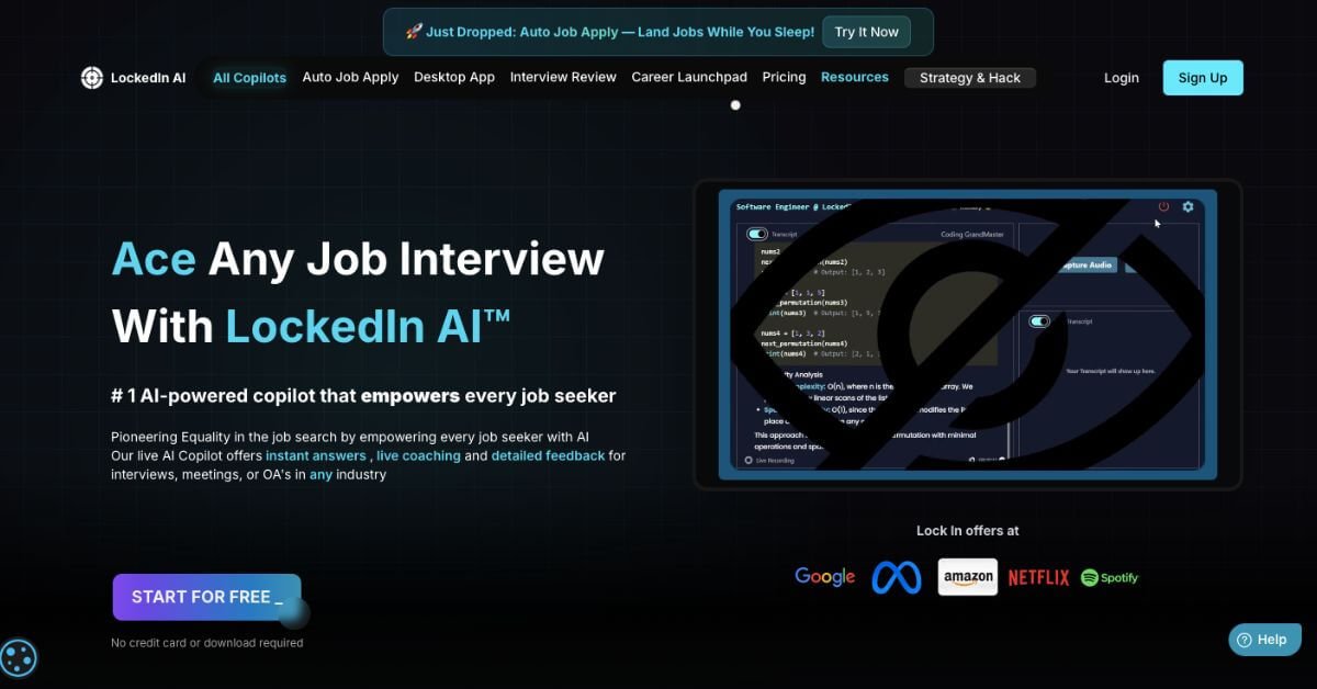 LockedIn AI webpage