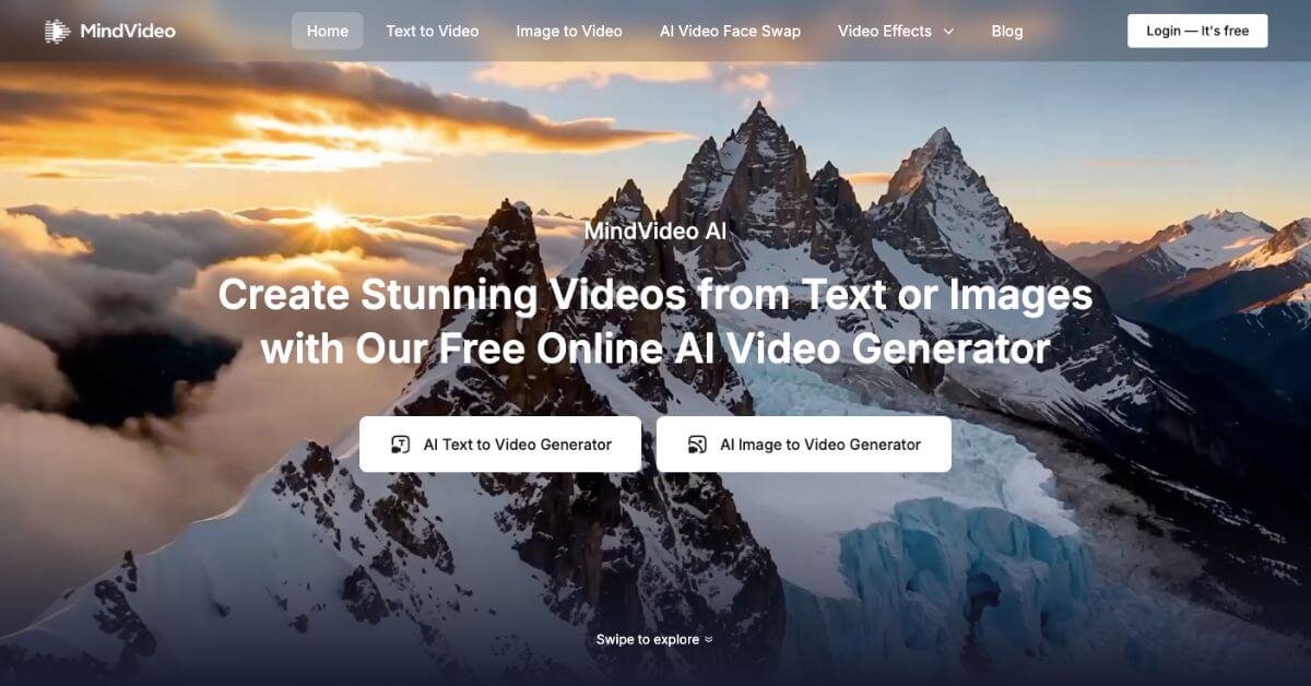MindVideo AI webpage