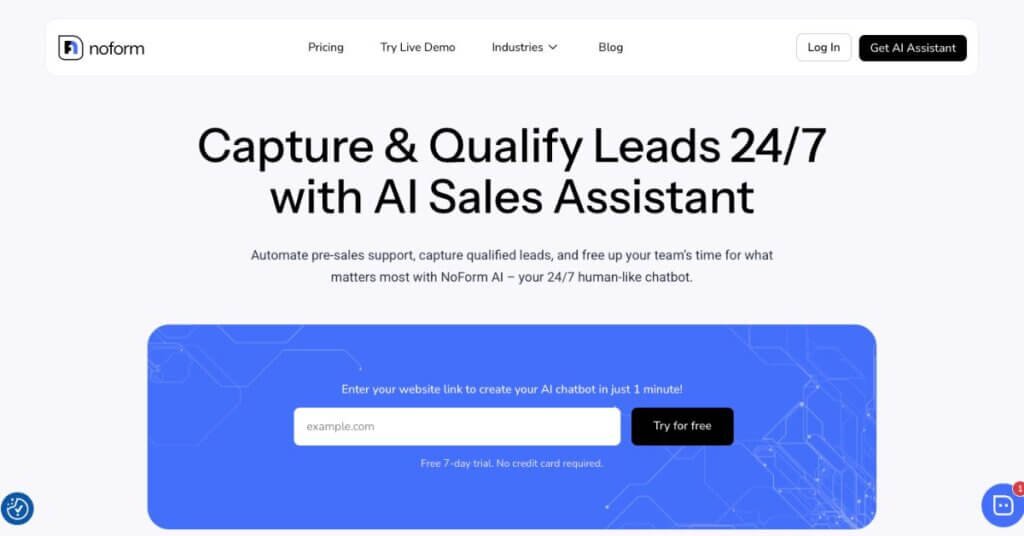 NoForm AI webpage
